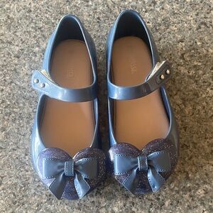 Mini Melissa Shiny Blue Bow Dress Shoes